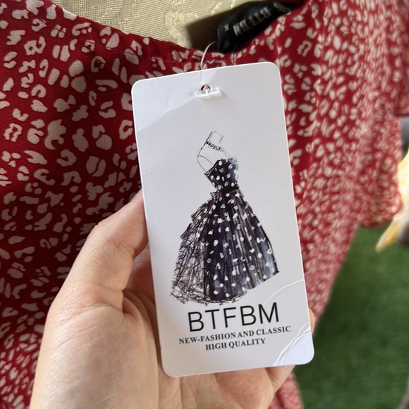 BTFBM Red Cheetah Print Flowy Maxi Dress - Picture 3 of 5